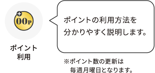 ポイント利用：ポイントの利用方法を分かりやすく説明します。